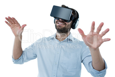 Man using virtual reality headset