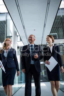 Businesspeople walking in the office