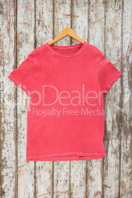 Pink t-shirt on hanger