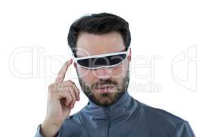 Man using virtual reality glasses