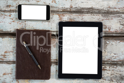 Digital tablet, smartphone and diary with pen