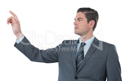 Businessman using futuristic digital screen