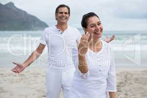 Romantic couple enjoying on beach