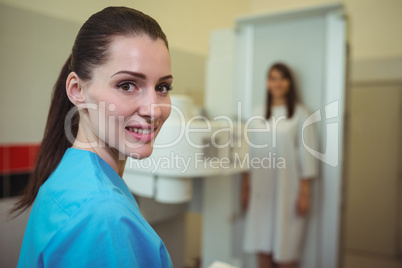 Smiling female doctor in hospital