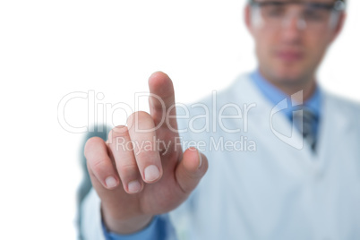 Doctor pretending to be using futuristic digital screen