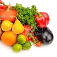 fruits and vegetables isolated on white background