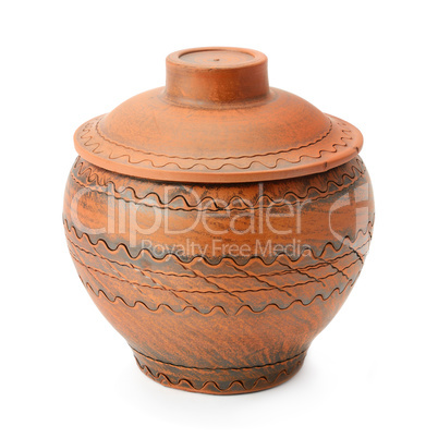ceramic pot with a lid isolated on a white background