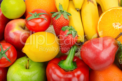 bright background of fruits and vegetables