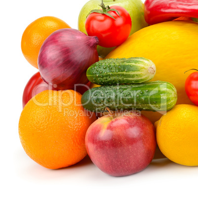 fruits and vegetables isolated on white background