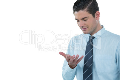 Businessman using futuristic mobile phone