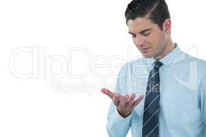 Businessman using futuristic mobile phone