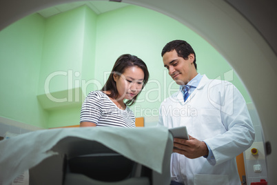 Patient undergoing CT scan test