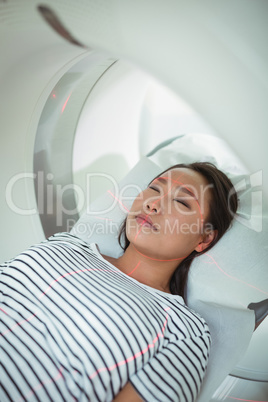 Close-up of patient undergoing CT scan test