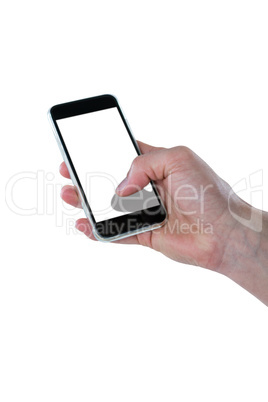 Close-up of using mobile phone