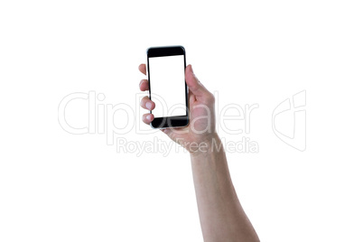 Close-up of hand showing mobile phone