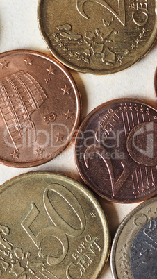 Euro coins flat lay - vertical