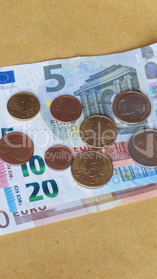 Euro coins and notes - vertical