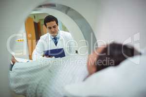 Patient undergoing CT scan test