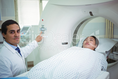 Patient undergoing CT scan test