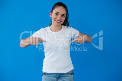 Happy woman in white t-shirt