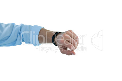Man hand wearing fitness band