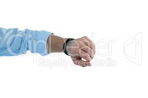 Man hand wearing fitness band