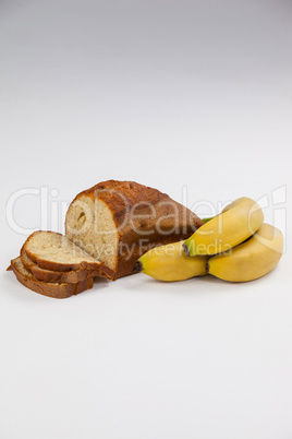 Sliced bread loaf with bananas