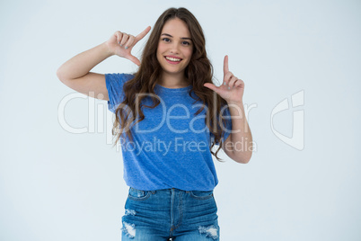 Beautiful woman in blue top