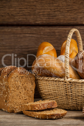Various bread loaves in basket
