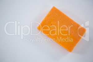 Cheese block on white background