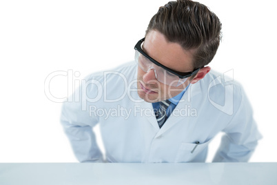Doctor wearing protective eyewear