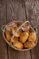 Various bread loaves in basket