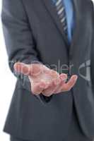 Businessman pretending to hold an object