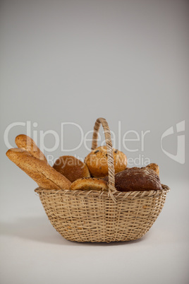 Various bread loaves in basket