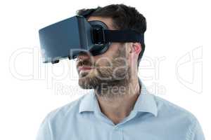 Man using virtual reality headset