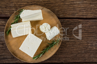 Goat cheese on wooden board
