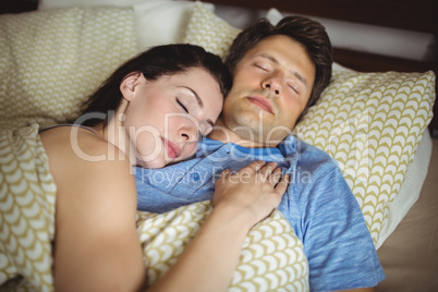 Romantic couple sleeping on bed Romantic couple sleeping on bed