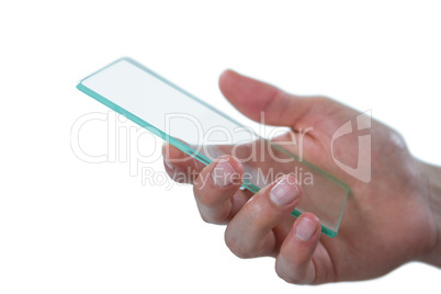 Hand holding futuristic mobile phone