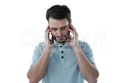 Stressed man with hands on head Stressed man with hands on head
