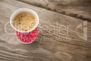 Close-up of coffee in disposable cup