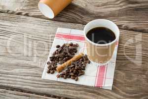 Close-up of coffee with coffee beans