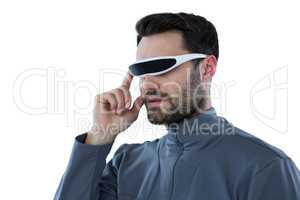 Man using virtual reality glasses