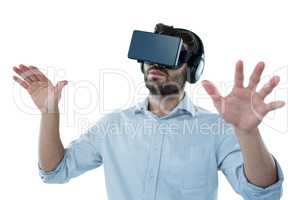 Man using virtual reality headset