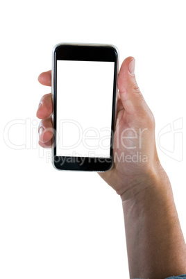 Close-up of hand holding mobile phone