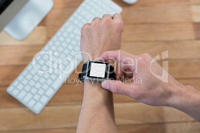 Man hand using smart watch