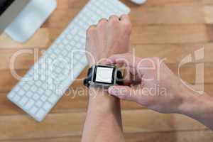 Man hand using smart watch