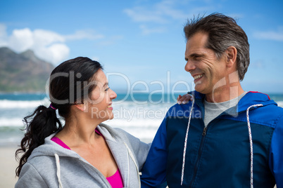 Smiling couple interacting with each other