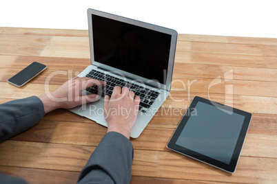 Businessman using laptop