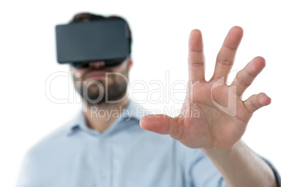 Man using virtual reality headset