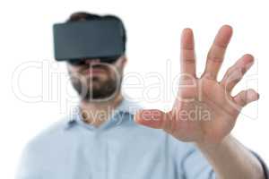 Man using virtual reality headset